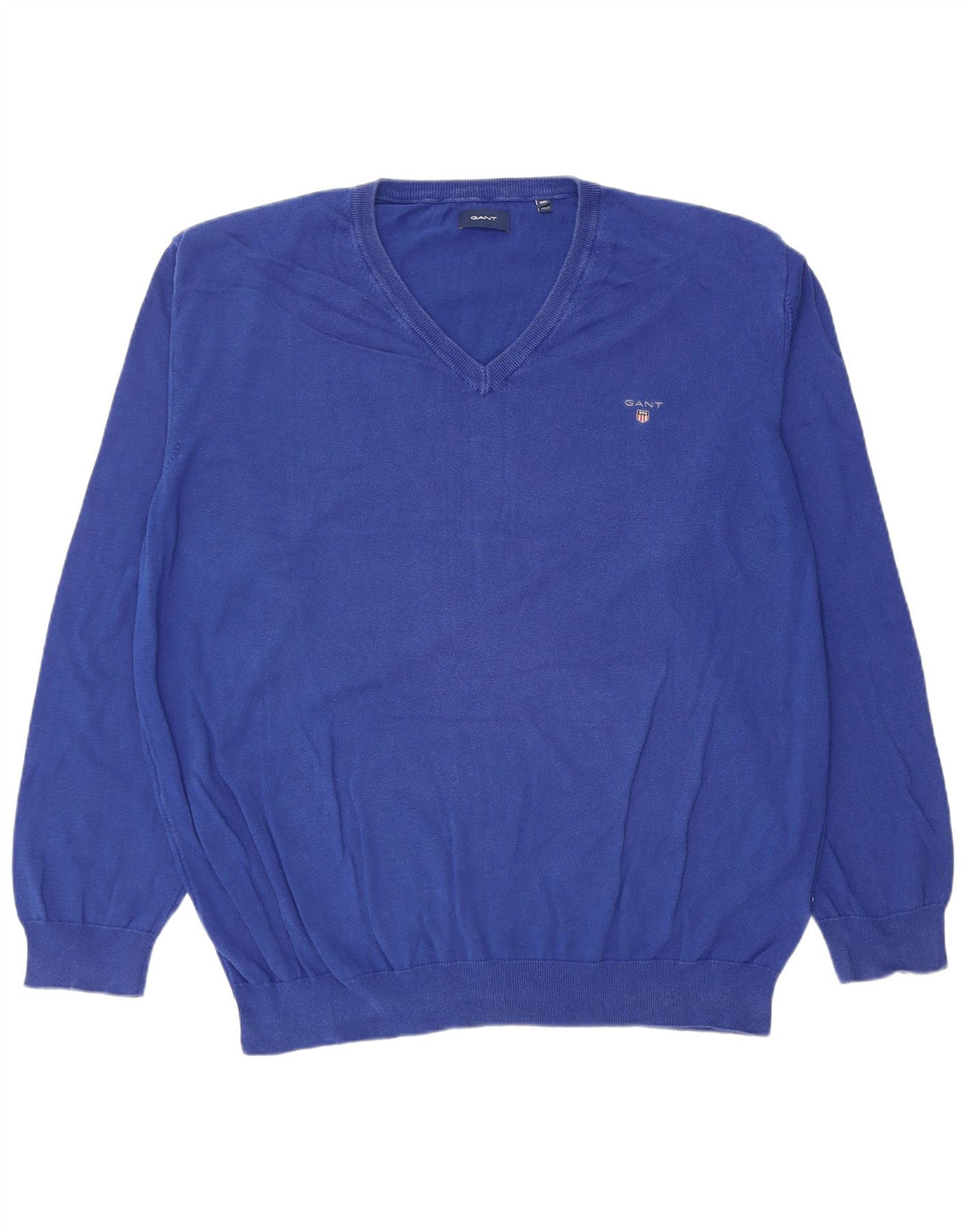 Gant Herren-Pullover mit V-Ausschnitt, 3XL, blaue Baumwolle
