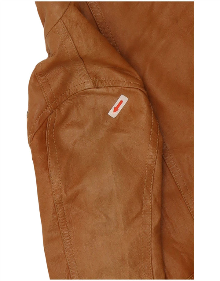 XETRA Damen Leder Bikerjacke UK 8 Small Beige