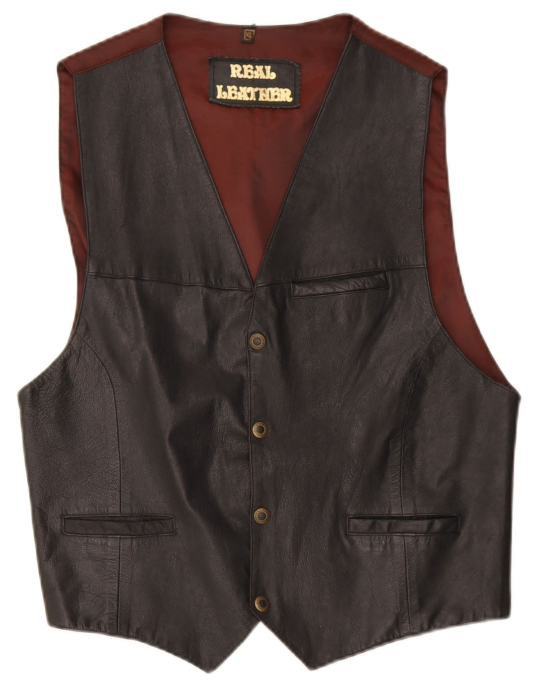 Vintage Herren Lederweste XL Schwarzes Leder