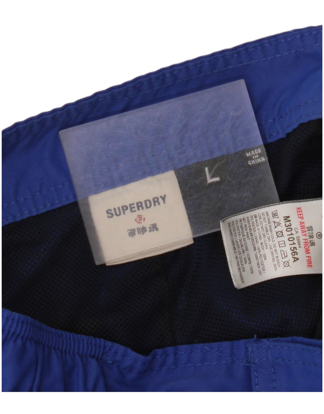 SUPERDRY Herren Badeshorts mit Grafik, Größe L, Blau, Polyester