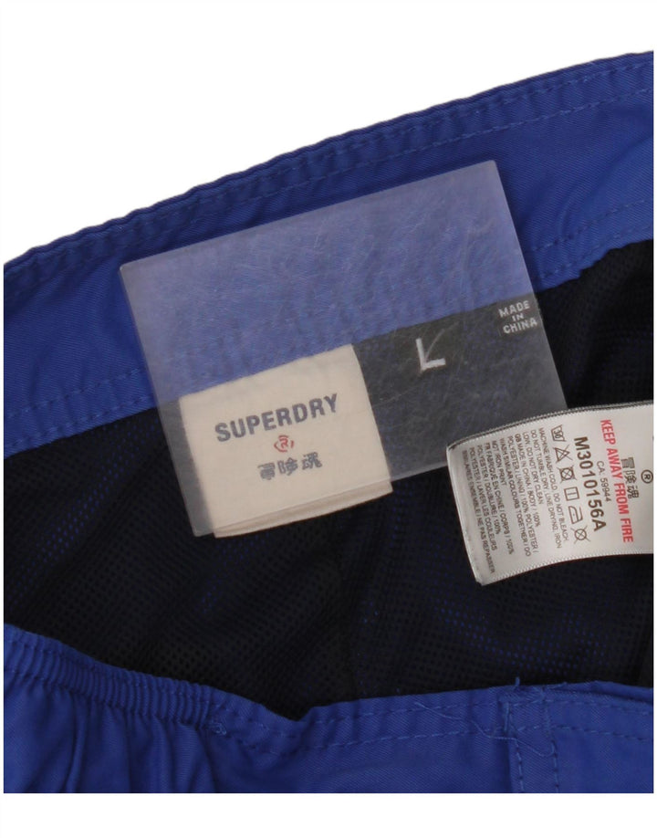 SUPERDRY Herren Badeshorts mit Grafik, Größe L, Blau, Polyester