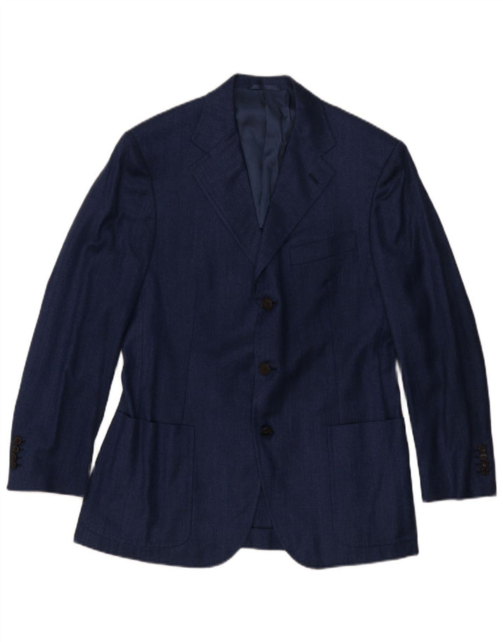 Burberry Mens 3 Button Blazer Jacket IT 48 Medium Navy Blue Wool