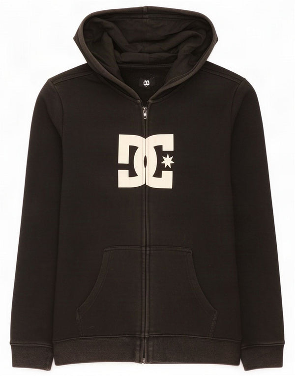 DC Womens Graphic Zip Hoodie Sweater UK 14 Large Black Cotton