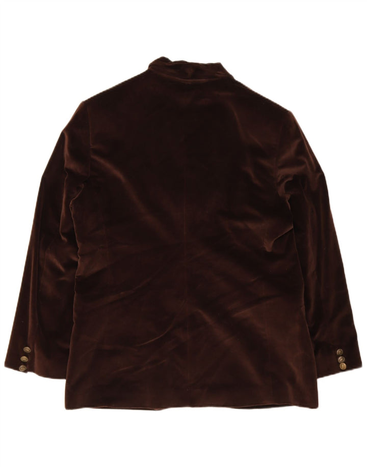 Vintage Damen Samt 3 Knopf Blazer Jacke EU 44 XL Braune Wolle