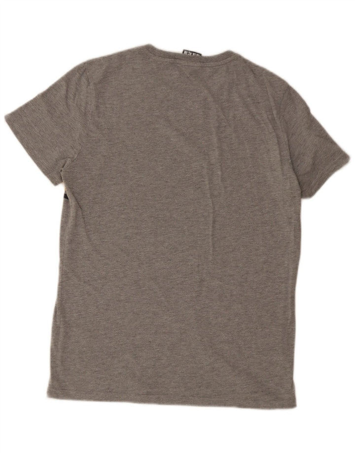 Superdry Herren Grafik-T-Shirt-Oberteil aus mittelgrauer Colourblock-Baumwolle