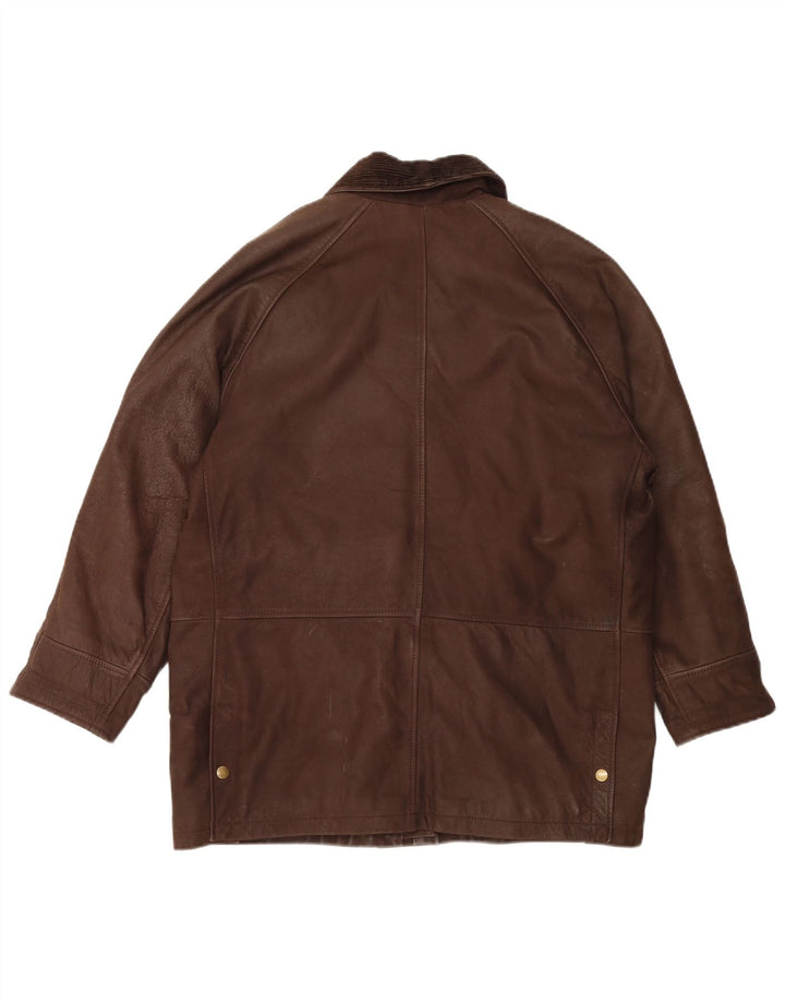 Olly & Co Damen Übergroße Lederjacke UK 12 Mittelbraun