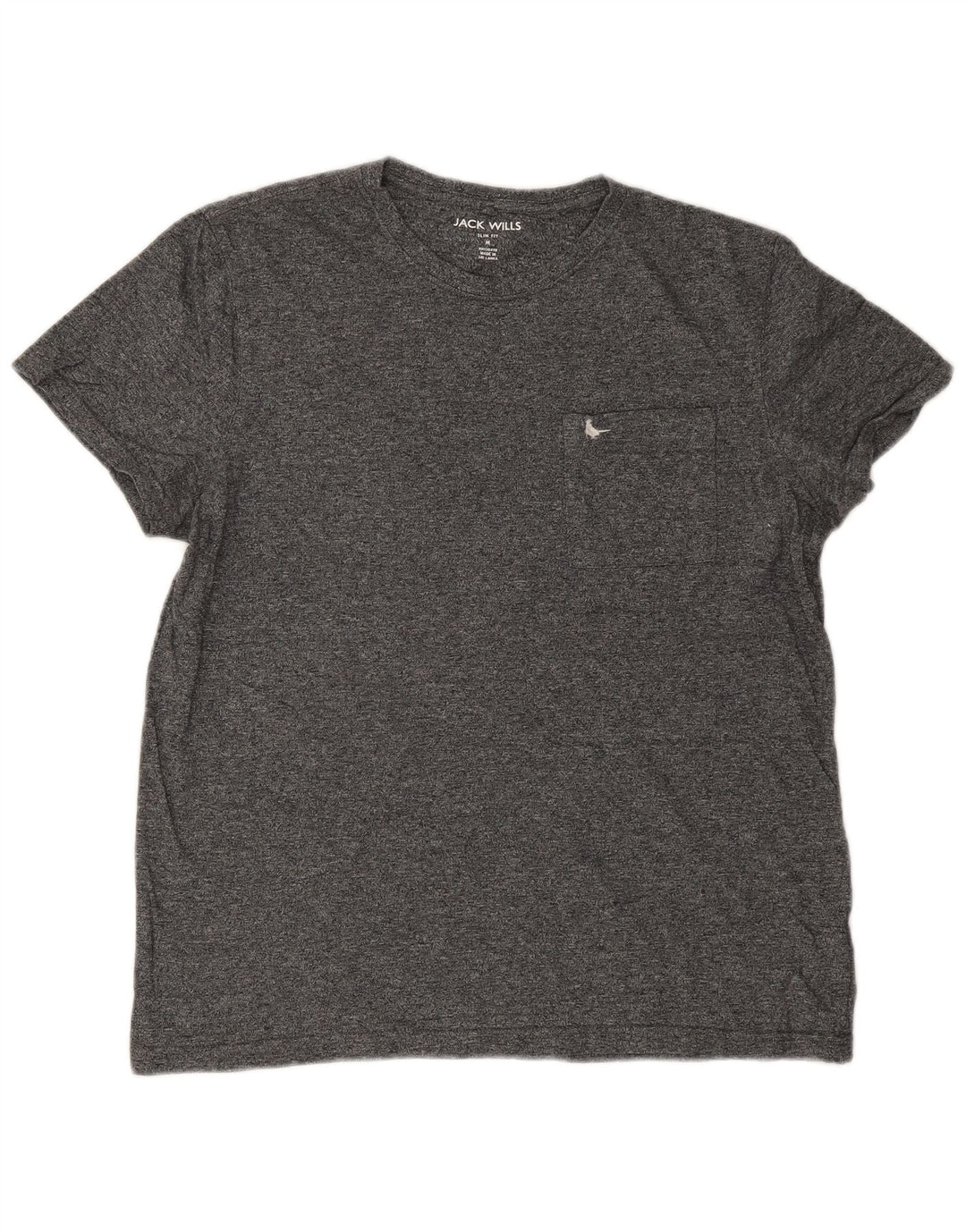 Jack Wills Slim-Fit-T-Shirt-Oberteil für Herren aus mittelgrau gesprenkelter Baumwolle