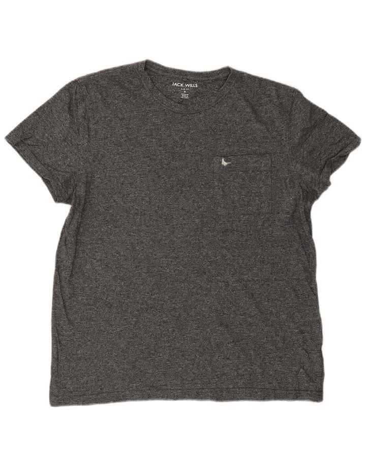 Jack Wills Slim-Fit-T-Shirt-Oberteil für Herren aus mittelgrau gesprenkelter Baumwolle