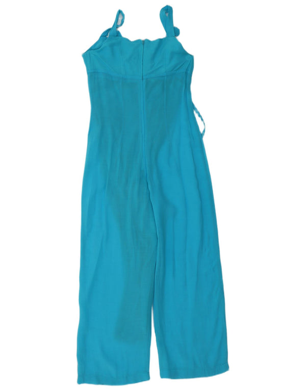 Vintage Damen Ärmelloser Overall UK 12 Mittelblaues Leinen