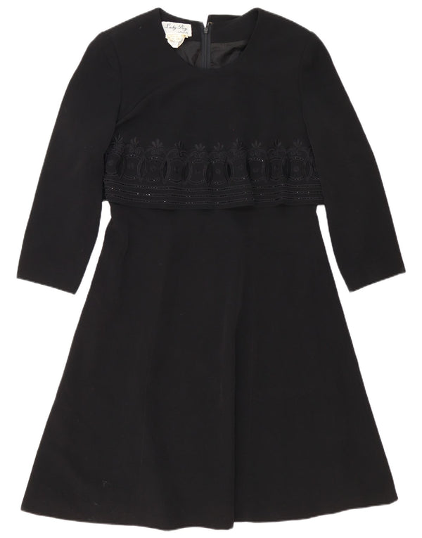 Bagatelle Damen 3/4-Ärmel-A-Linien-Kleid IT 46 Large Schwarz Paisley