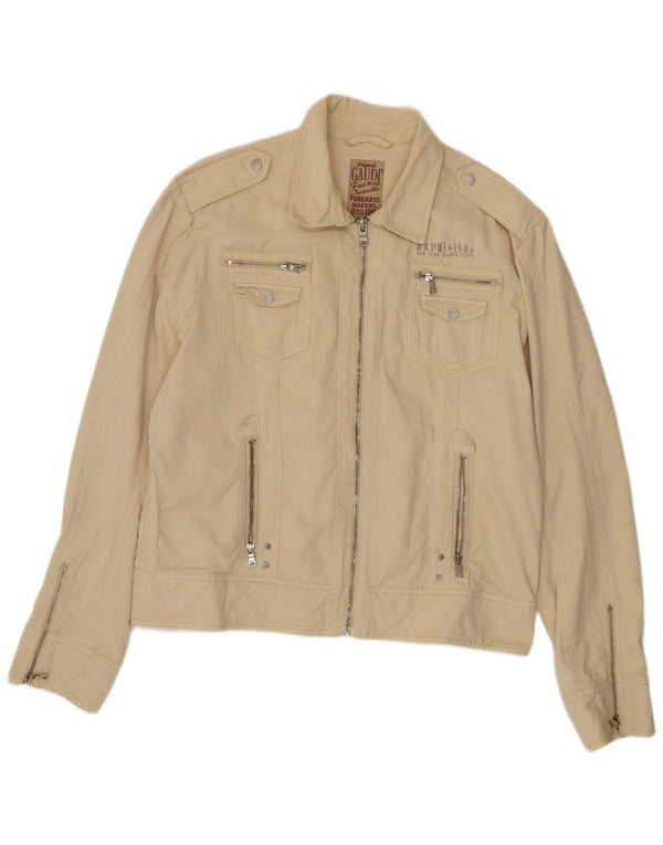 Gaudi Damen Militär-Jeansjacke UK 20 2XL Beige Baumwolle