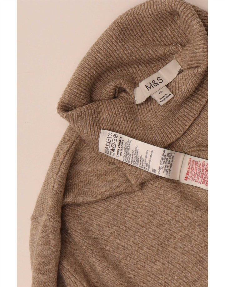 Marks & Spencer Damen-Pullover, übergroß, Rollkragenpullover, Gr. 6, XS, Beige