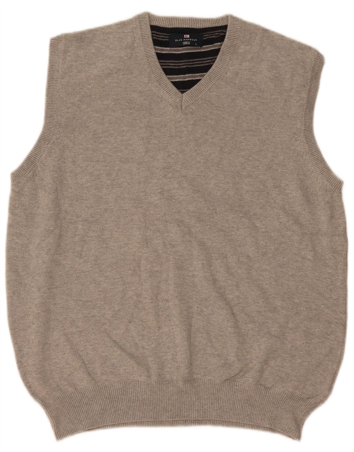 Marks & Spencer Herren-Tanktop „Harbor“ aus blauer Baumwolle, groß, grau gesprenkelt