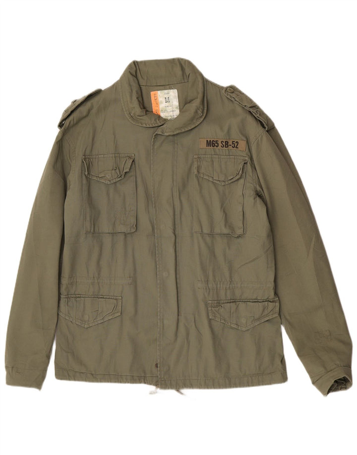VINTAGE Herren Militärjacke UK 38 Medium Khaki Baumwolle