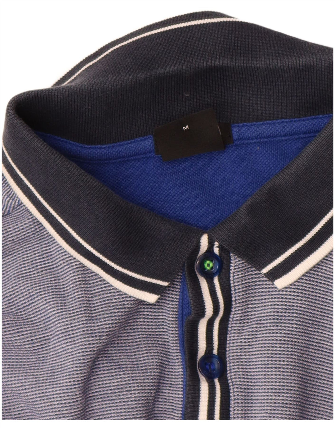 Hugo Boss Herren-Poloshirt mit normaler Passform, mittelblaue Nadelstreifen-Baumwolle