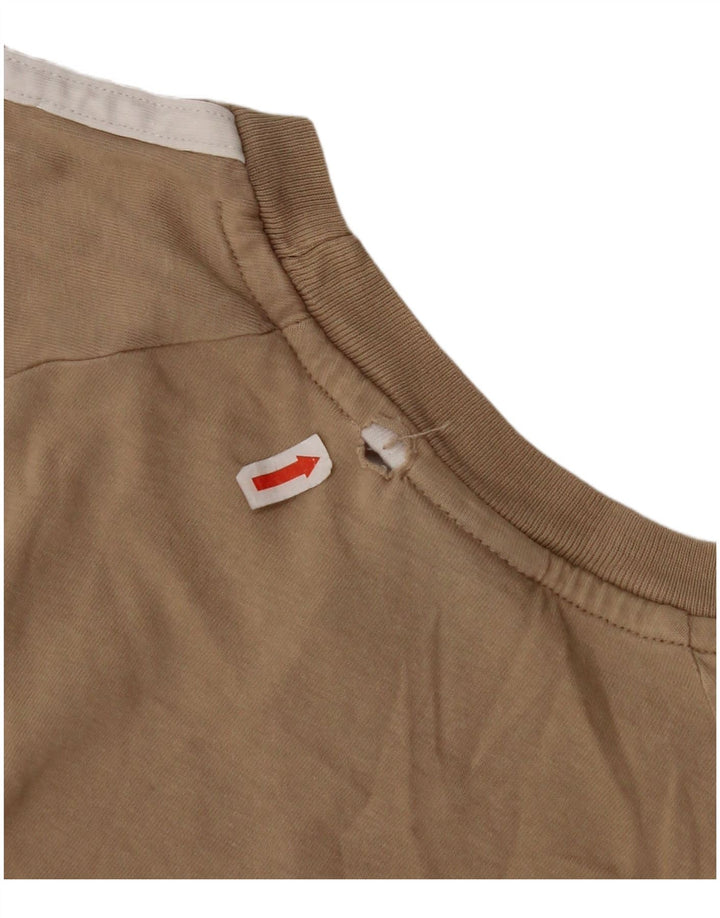 ADIDAS Damen T-Shirt Top UK 12 Mittelbeige Baumwolle