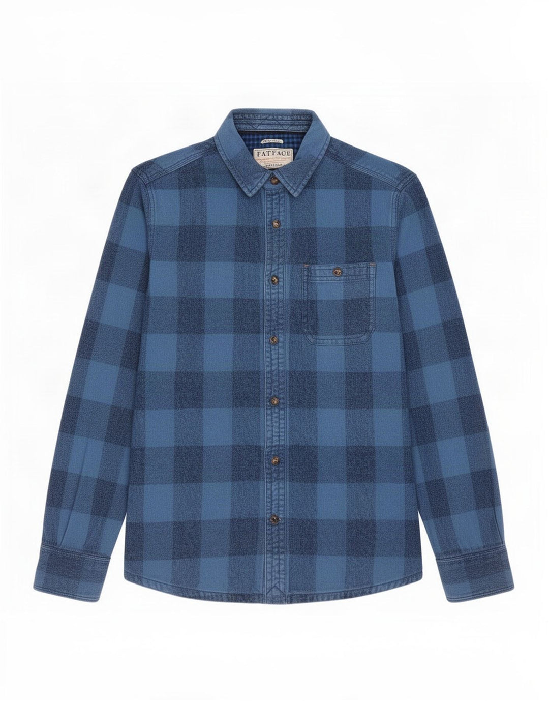 Fat Face Herren-Flanellhemd, klein, blau kariert, Baumwolle