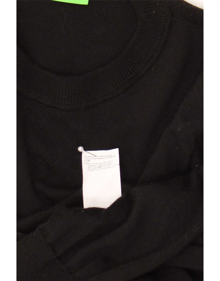Hugo Boss Herren-Pullover mit Rundhalsausschnitt, groß, schwarze Schurwolle