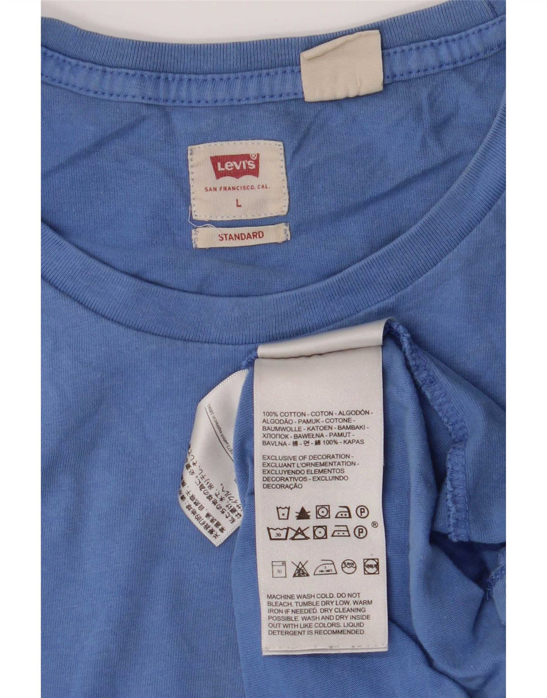 Levi's Herren Standard T-Shirt Top Large Blau Baumwolle