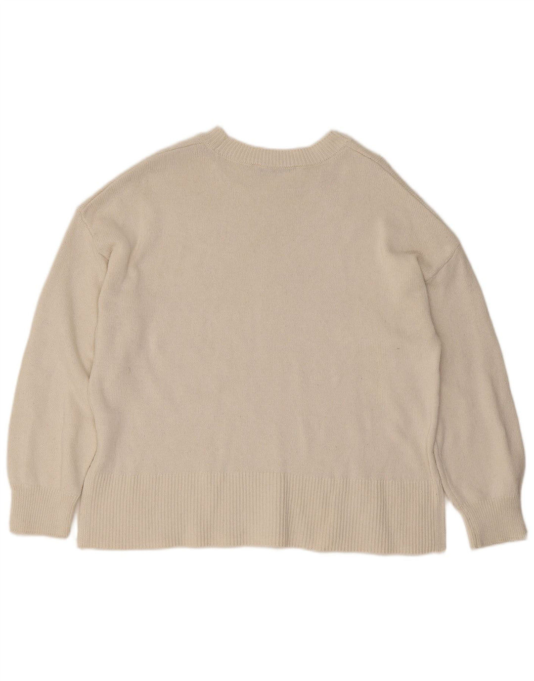 Zara Damen-Pullover, übergroß, U-Boot-Ausschnitt, Gr. 14, Mittel, gebrochenes Weiß