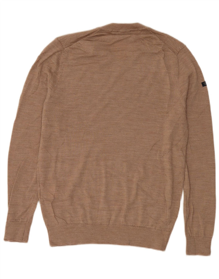 Superdry Herren-Pullover mit V-Ausschnitt aus mittelbeiger Merinowolle