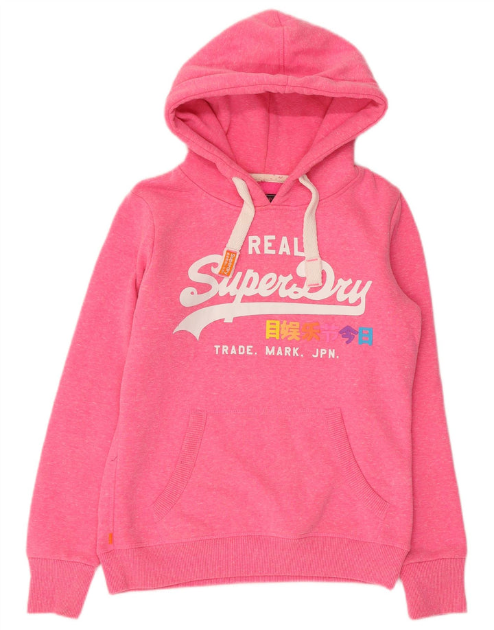 Superdry Graphic Hoodie-Pullover für Damen, UK 10, Größe S, rosa geflecktes Polyester