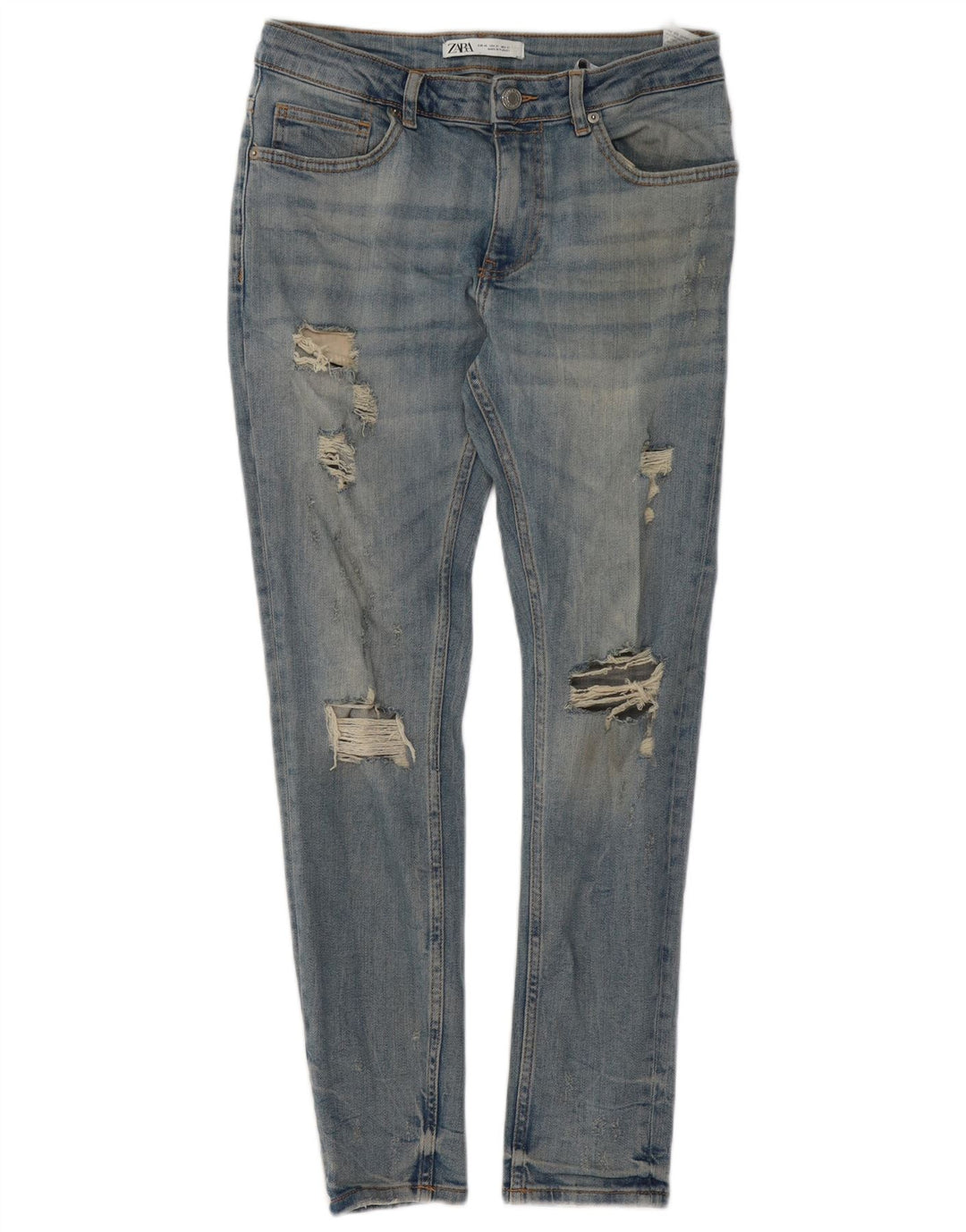 Zara Herren Distressed Slim Jeans EU 40 Medium W31 L29 Blaue Baumwolle