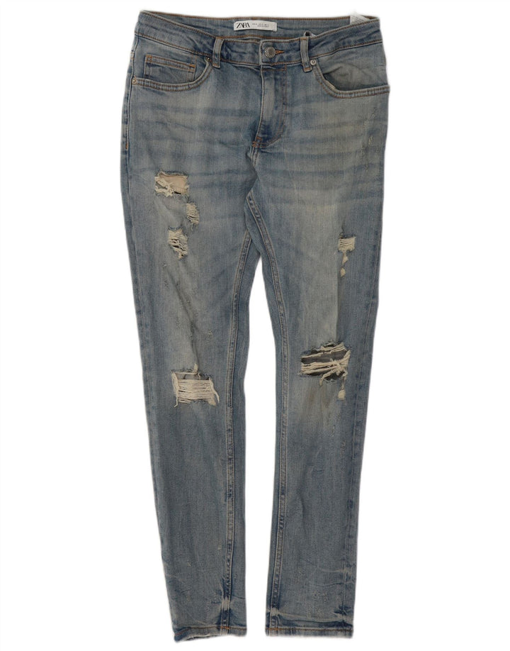 Zara Herren Distressed Slim Jeans EU 40 Medium W31 L29 Blaue Baumwolle