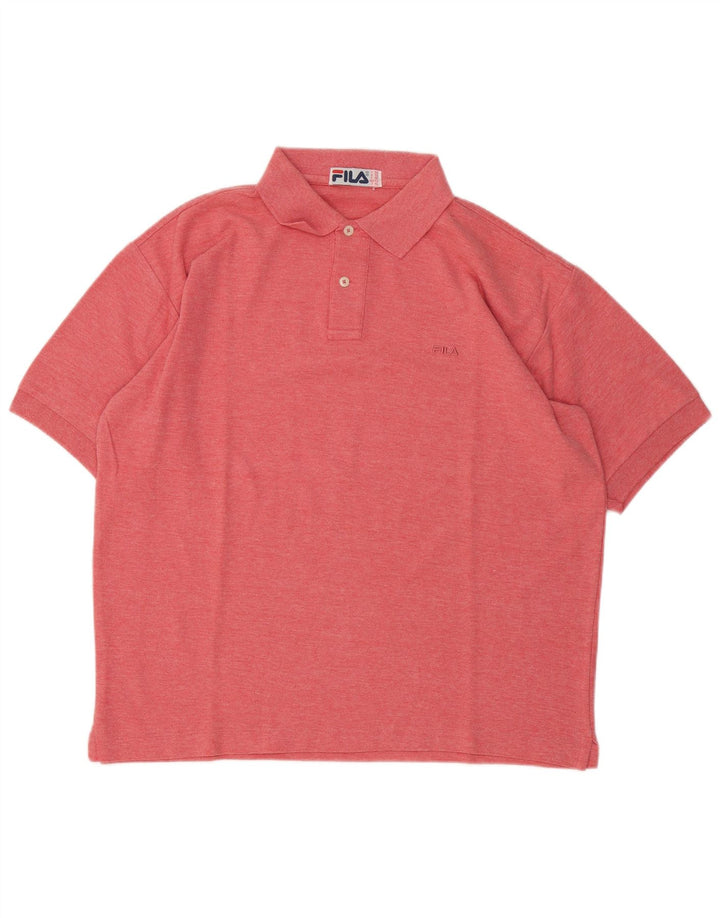 Fila Herren Poloshirt IT 50 Mittelrot gefleckte Baumwolle