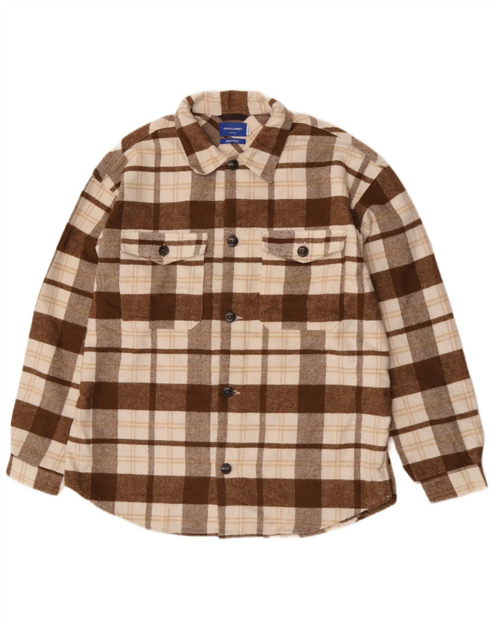 Jack & Jones Herren-Flanellhemd XL, braun kariert, Polyester