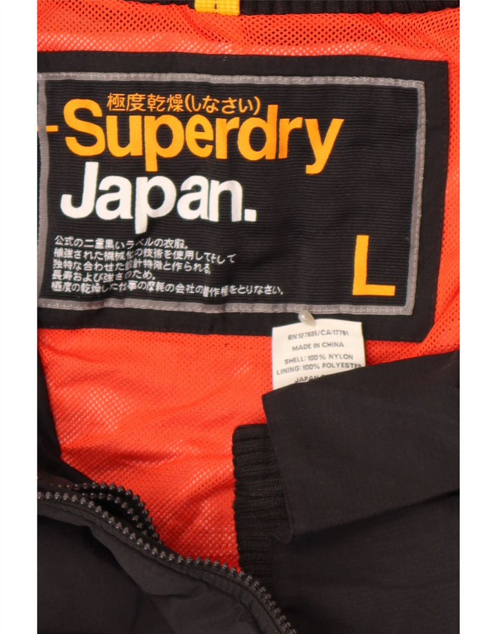 Superdry Damen Regenjacke UK 16 Large Schwarz Nylon