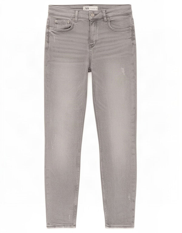 Zara Damen Distressed Skinny Jeans EU 38 Small W28 L27 Graue Baumwolle