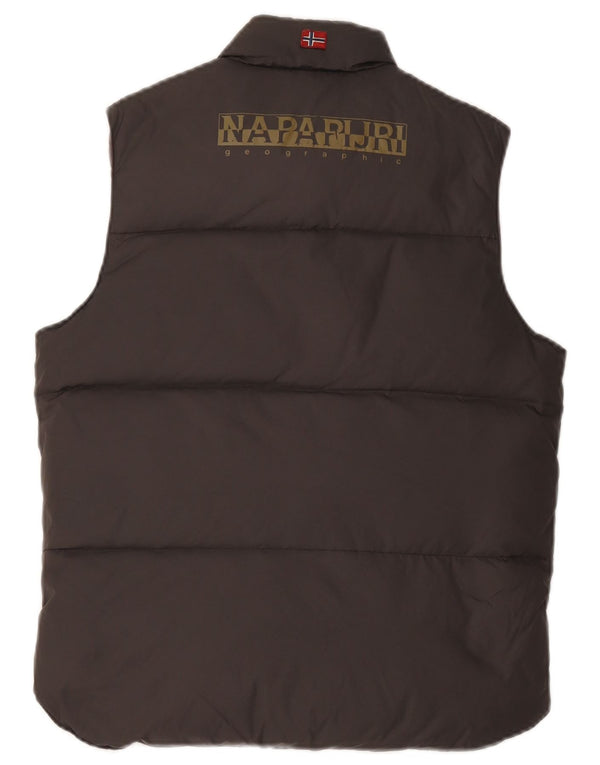 Napapijri Jungen-Gilet mit grafischer Wattierung, 9–10 Jahre, braunes Polyamid