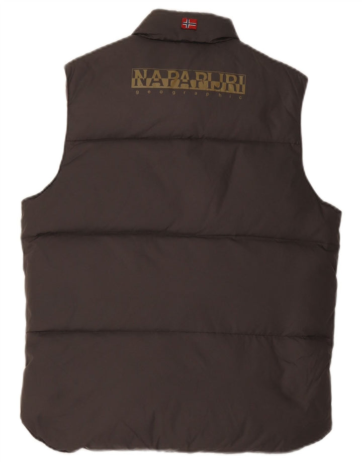 Napapijri Jungen-Gilet mit grafischer Wattierung, 9–10 Jahre, braunes Polyamid
