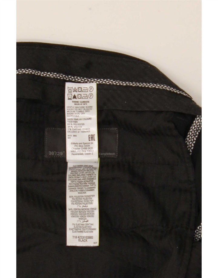 Marks & Spencer Herren Slim Anzughose W38 L29 Schwarz Polyester