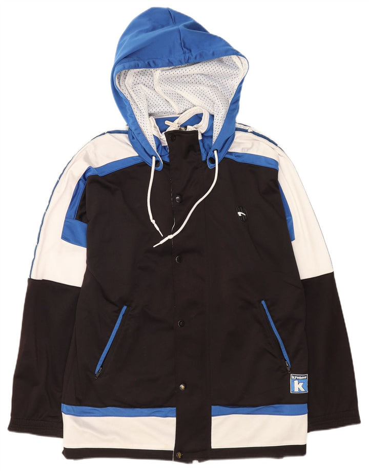 Kronos Herren-Trainingsanzug mit Kapuze, Oberjacke, mittelschwarzes Farbblock-Polyester