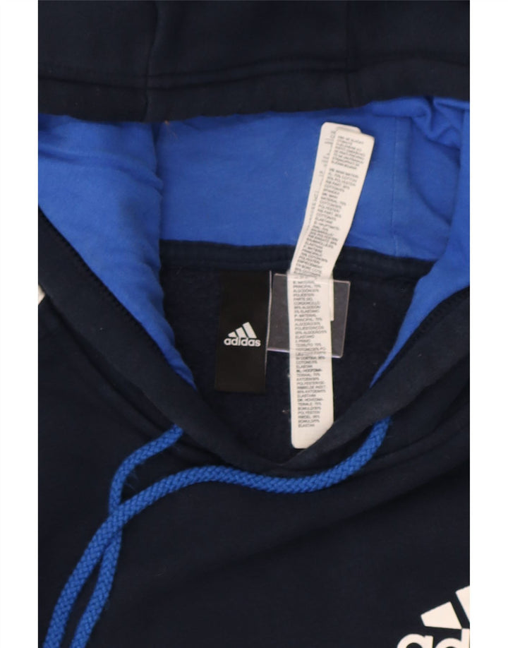 Adidas Herren Kapuzenpullover aus mittelblauer, marineblauer Baumwolle