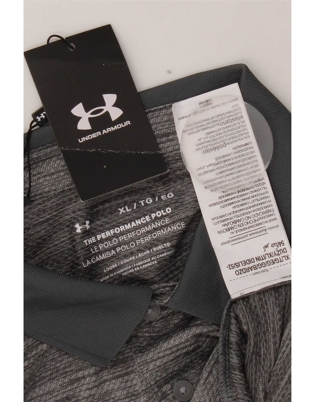 Under Armour Herren-Poloshirt XL, grau geflecktes Polyester
