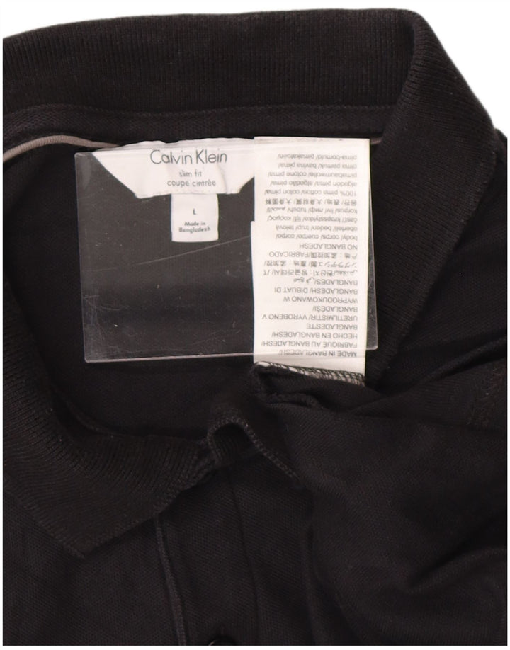 CALVIN KLEIN Herren Slim Fit Poloshirt Große schwarze Baumwolle