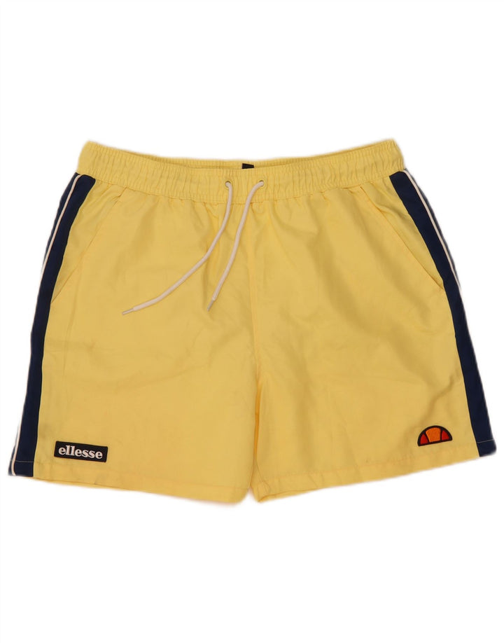 Ellesse Herren-Badeshorts, groß, gelbes Farbblock-Polyester