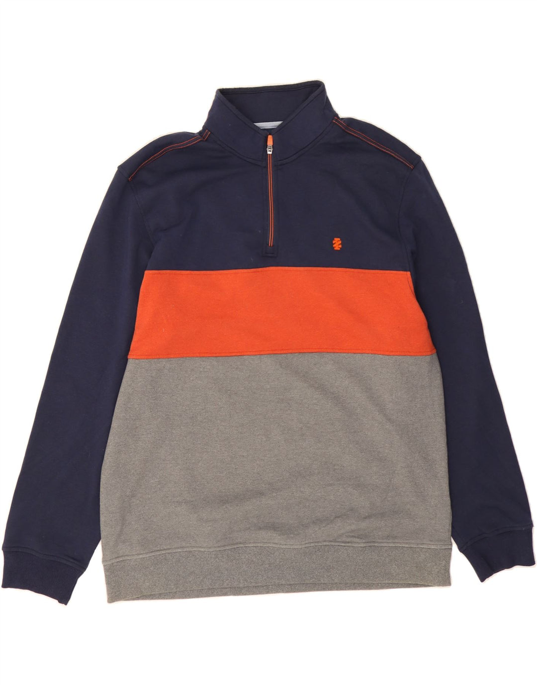 IZOD Mens Zip Neck Sweatshirt Jumper XL Grey Colourblock Polyester Vintage Izod and Second-Hand Izod from Messina Hembry 