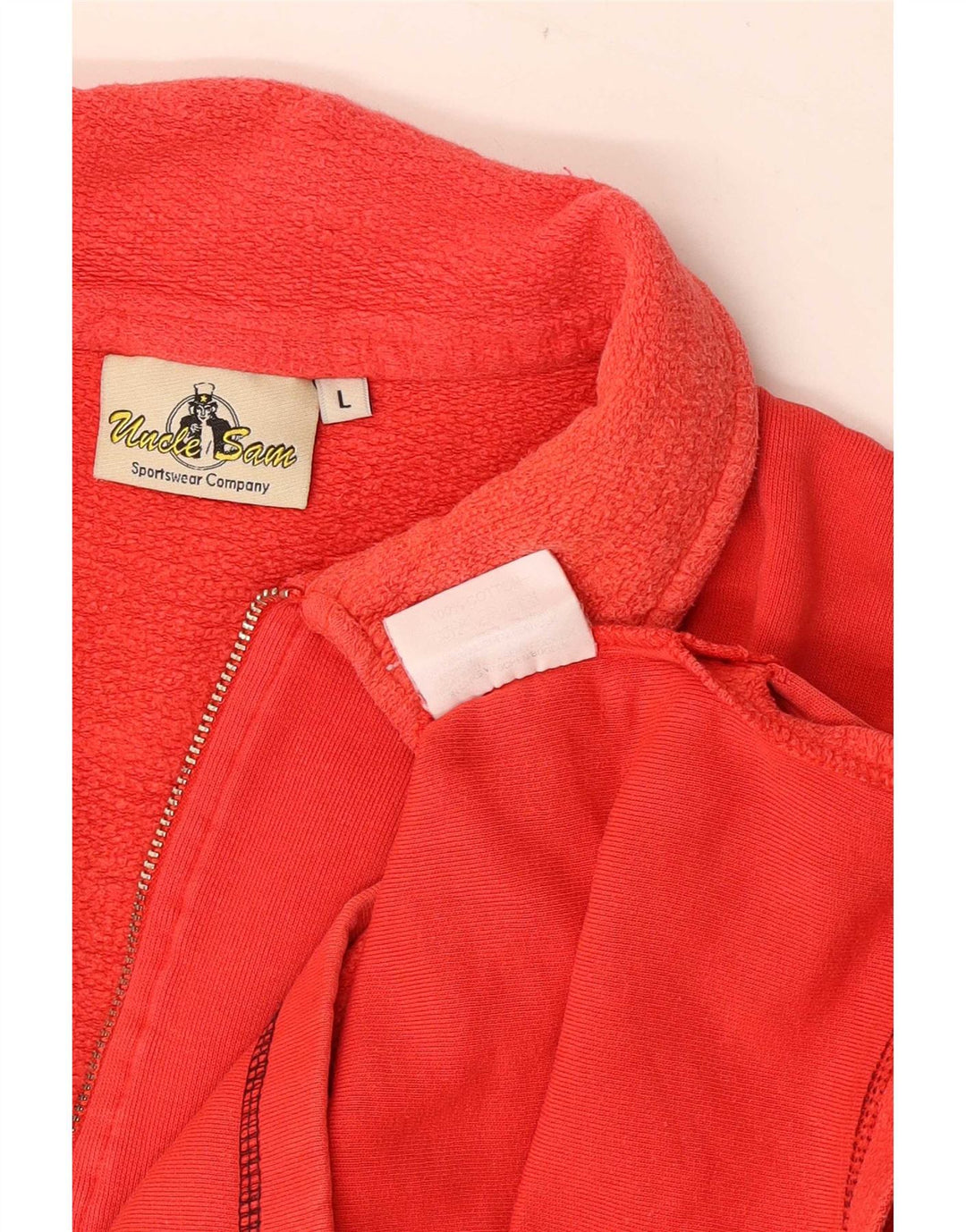 Uncle Sam Herren-Sweatshirt mit grafischem Polo-Ausschnitt, Größe L, aus roter Baumwolle