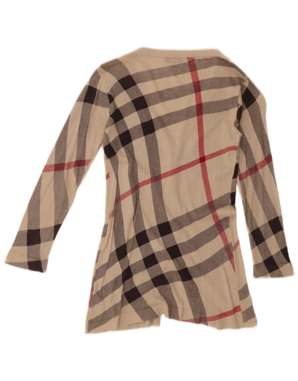 Burberry Mädchen-Cardigan-Pullover, 5–6 Jahre, beige karierte Baumwolle