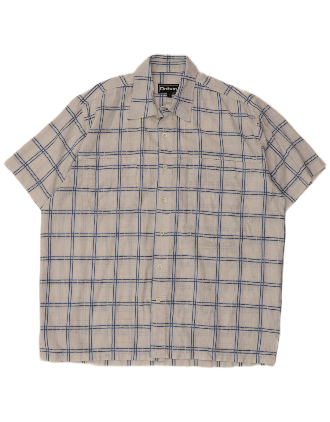 Rohan Herren-Kurzarmhemd, groß, weiß kariert, Polyester