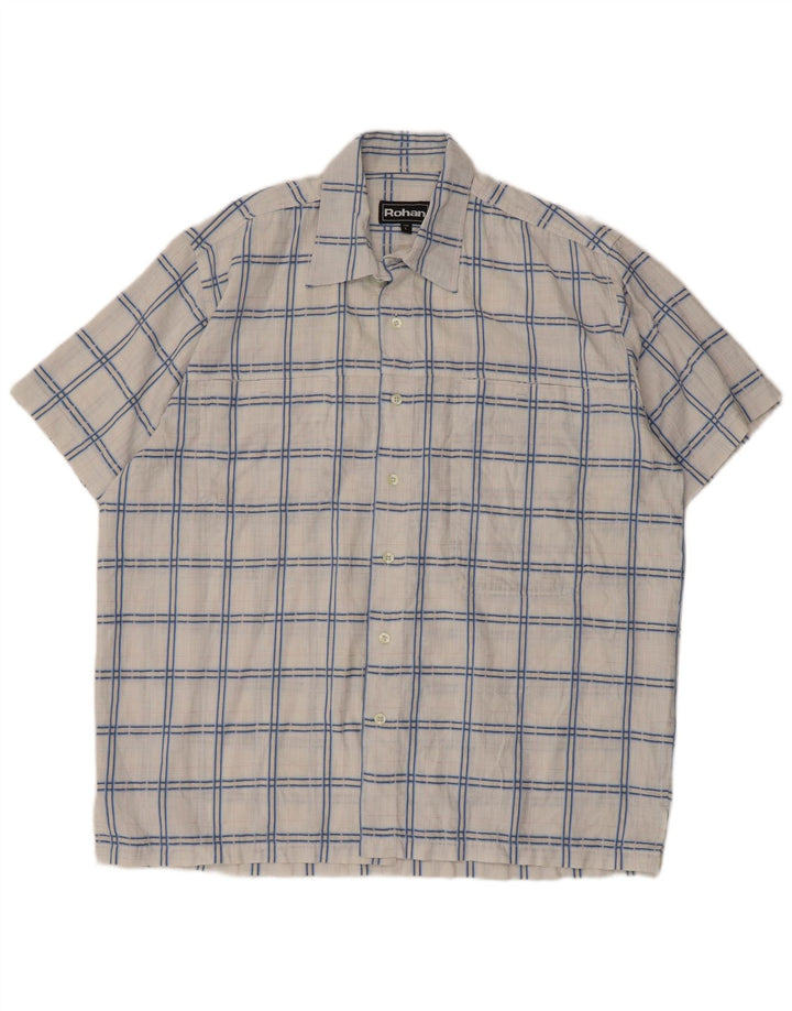 Rohan Herren-Kurzarmhemd, groß, weiß kariert, Polyester