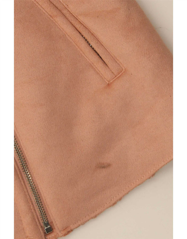 Zara Damen Sherpa Jacke UK 10 Small Rosa Polyester