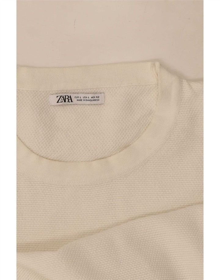 Zara Herren T-Shirt Top Large Weiß