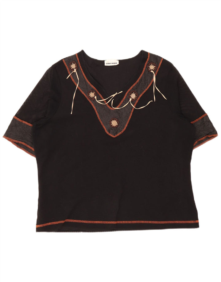 Gerry Weber Damen Blusenoberteil UK 16 Large Schwarz Colourblock