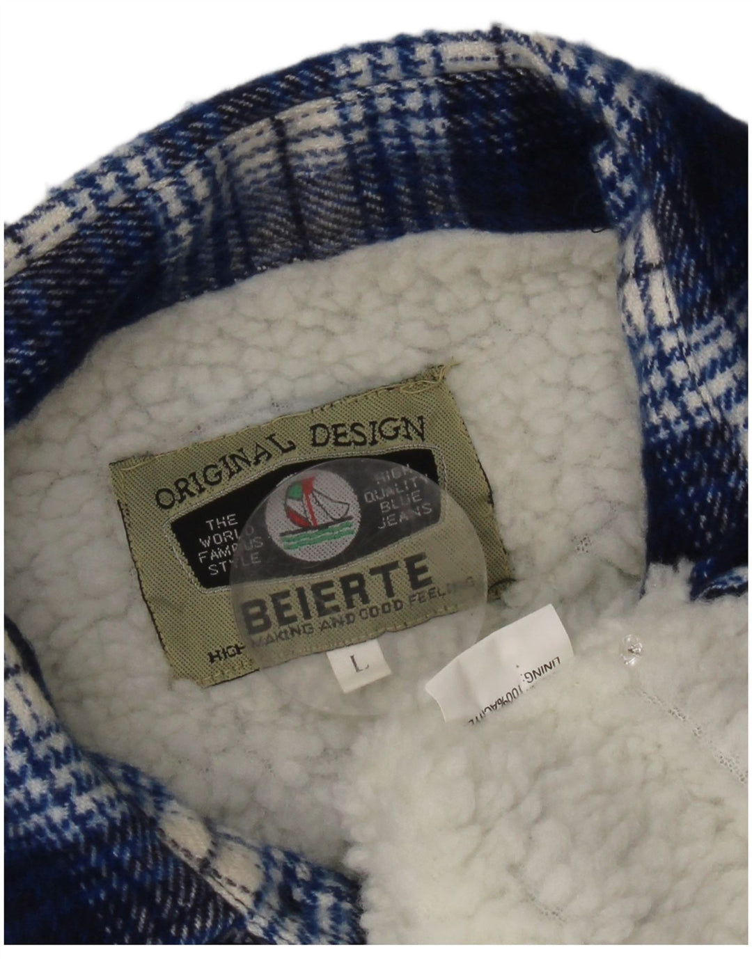 Vintage Herren Holzfäller-Flanellhemd, groß, blau kariert, Acryl