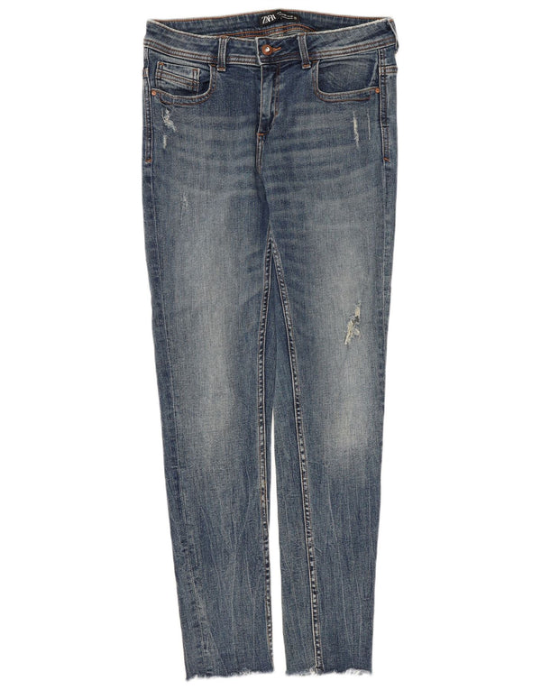 Zara Damen Distressed Skinny Jeans EU 40 Medium W30 L28 Blau